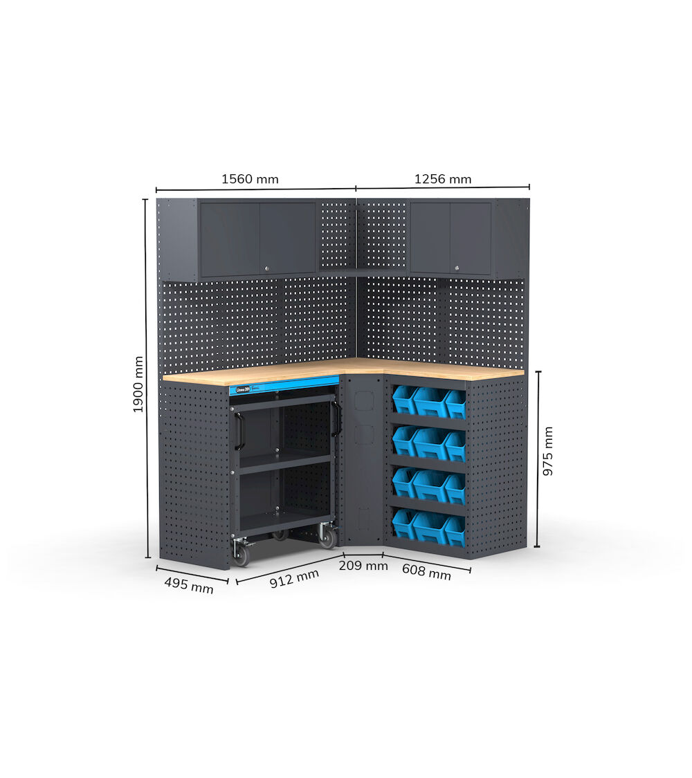 Linea garage module 391G07 hoekopstelling - afm. 912/209/608x495x1900mmH 1
