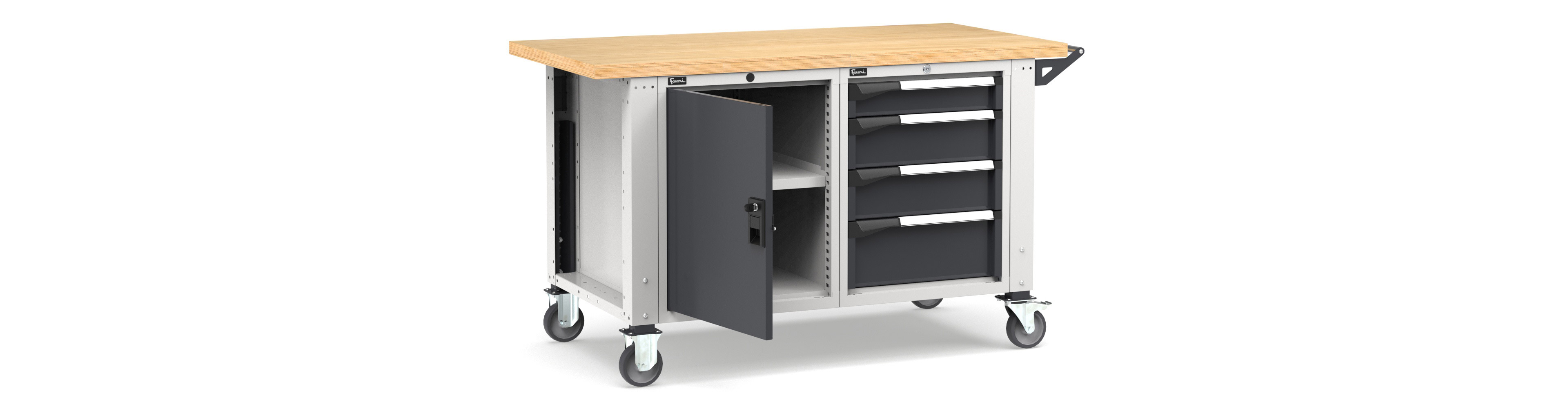  - Mobiele werkbank hoogteverstelbaar afm. 1500x750x921/1271mmH MASTERMR1567/68