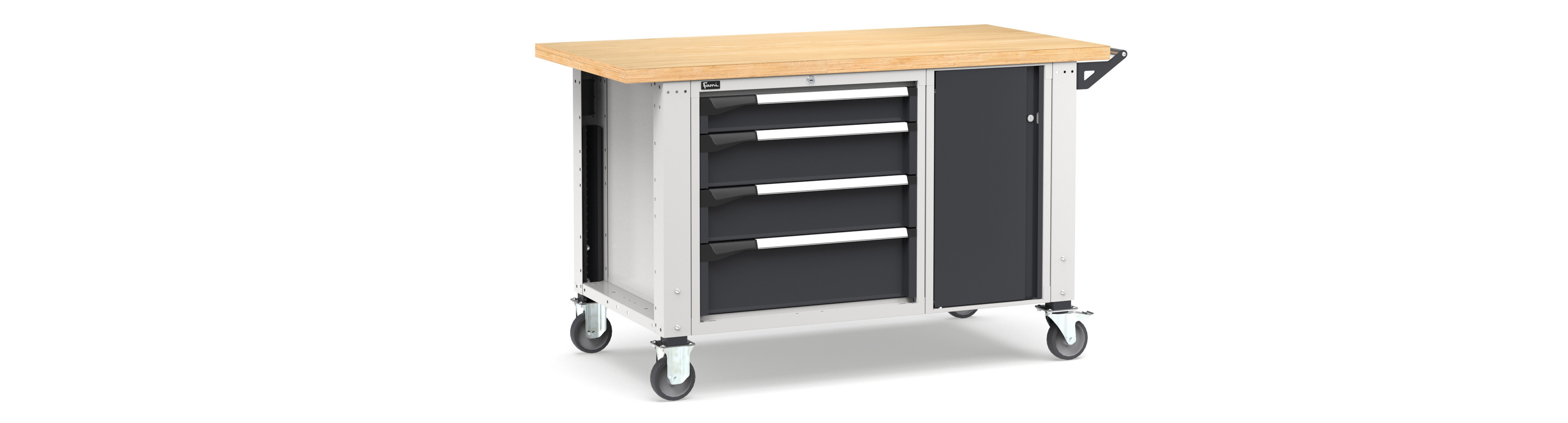 Mobiele werkbank hoogteverstelbaar afm. 1500x750x921/1271mmH MASTERMR1569/70 1