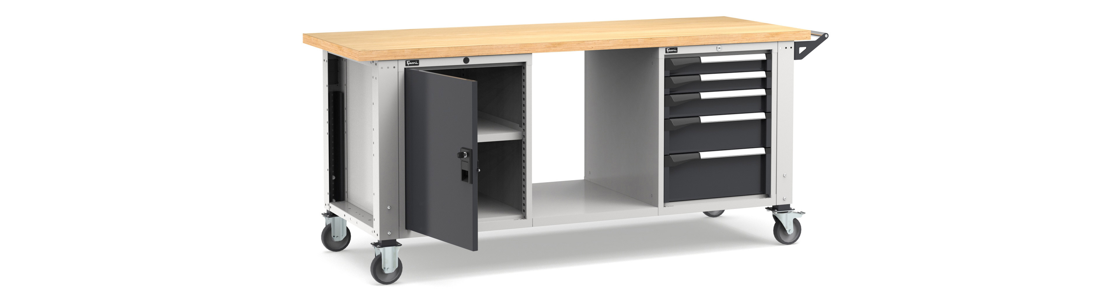  - Mobiele werkbank hoogteverstelbaar afm. 2000x750x921/1271mmH MASTERMR2051/52