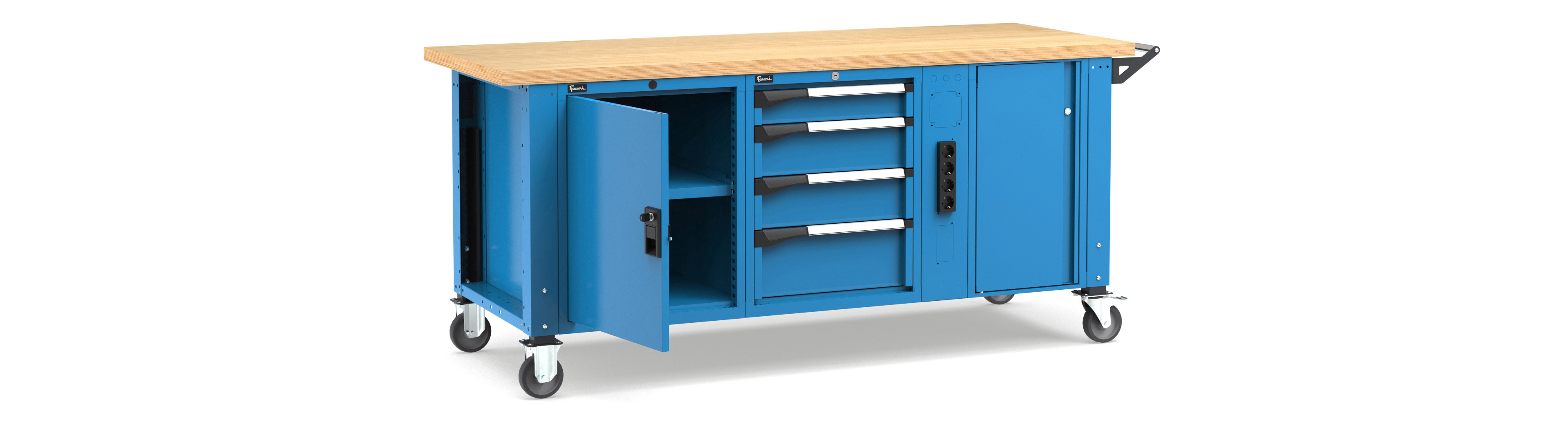 Mobiele werkbank hoogteverstelbaar afm. 2000x750x921/1271mmH MASTERMR2071/72 3