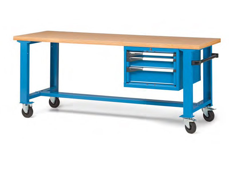 Mobiele werkbank met vaste poten 2000x750x890/1290mmH MCAC270S01004 1