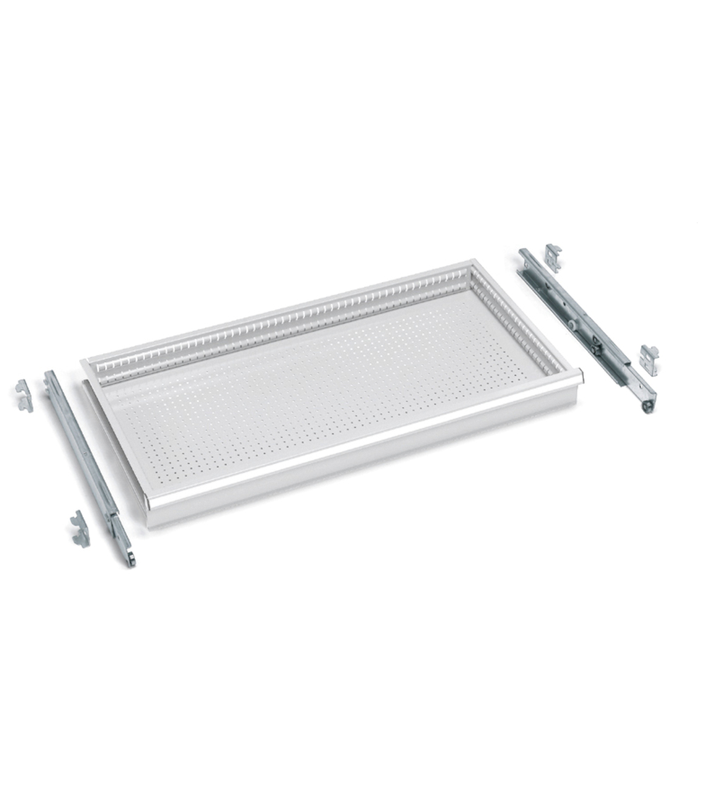 Schuiflade 100 en 150mmH - 54x27Eh -  op telescoopgeleiders - voor stellingdiepte 500mm 0